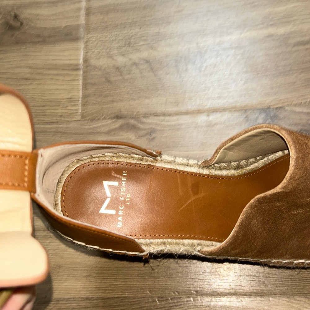 Marc Fisher Brown Suede Wedge Sandals - Picture 2 of 3